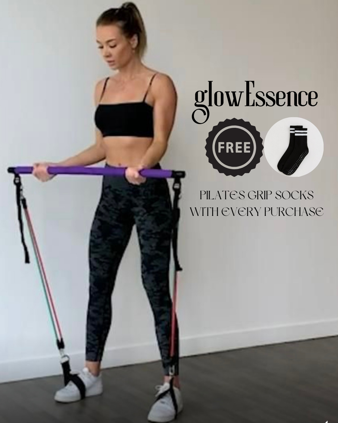 Pilates resistance bar + FREE pilates grip socks